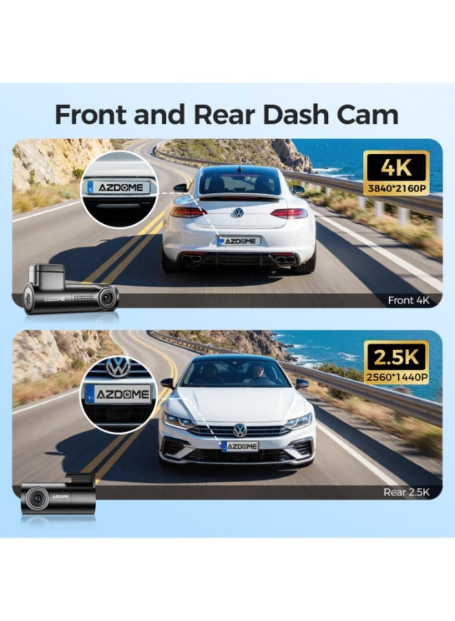 أزدوم كاميرا سيارة AZDOME M330 Max بدقة 4K أمامية و2.5K خلفية، كاميرتان، نظام ADAS، GPS مدمج، واي فاي 5G، تحكم صوتي، رؤية ليلية، ومراقبة 24 ساعة - Image 3